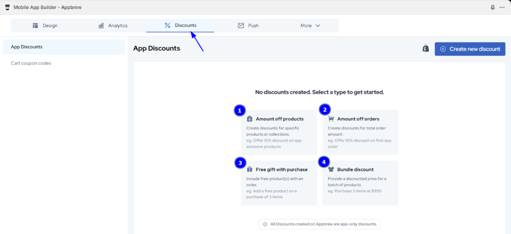 Types of Discounts in Appbrew
