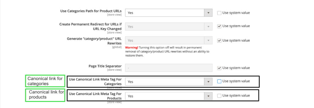 canonical tags