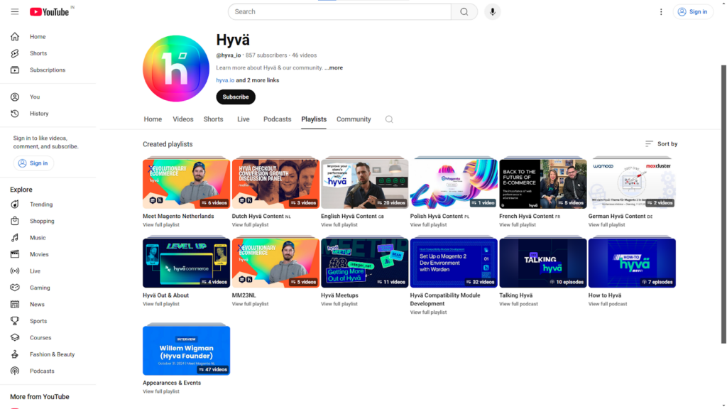 Hyvä Community Resources - Hyvä’s YouTube Channel for Video Tutorials