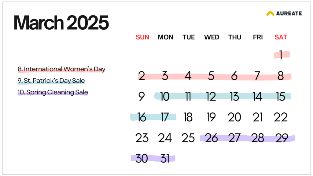 March 2025 eCommerce Marketing Calendar