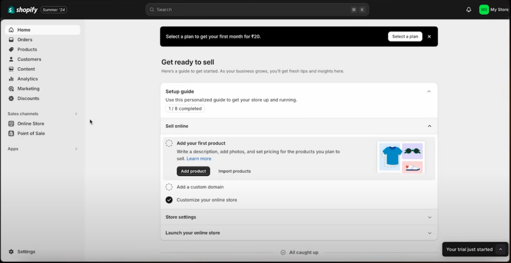 Shopify Admin Panel - woocommerce to shopify migration