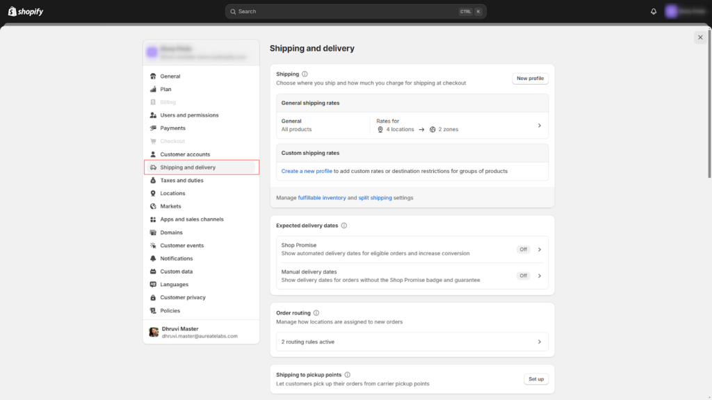 Shopify Shipping Settings - woocommerce to shopify migration