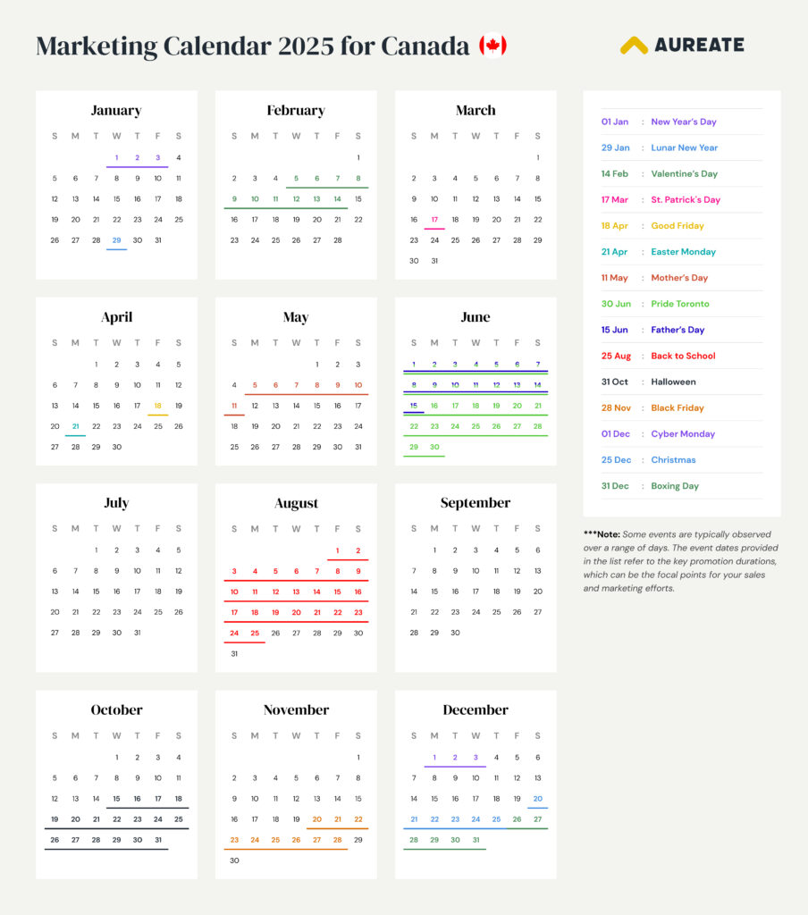 Marketing Calendar 2025 for Canada