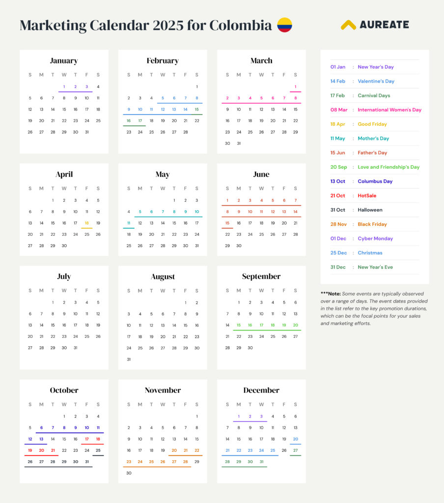 Marketing Calendar 2025 for Colombia