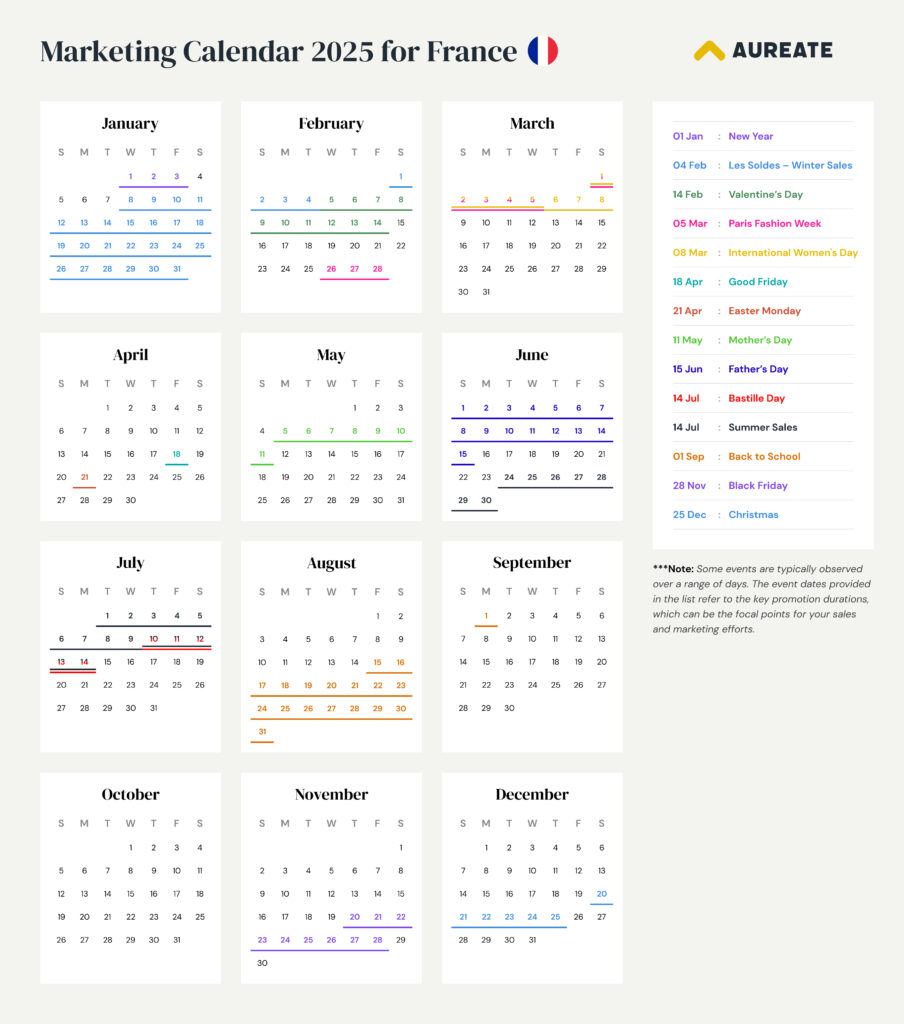 Marketing Calendar 2025 for France