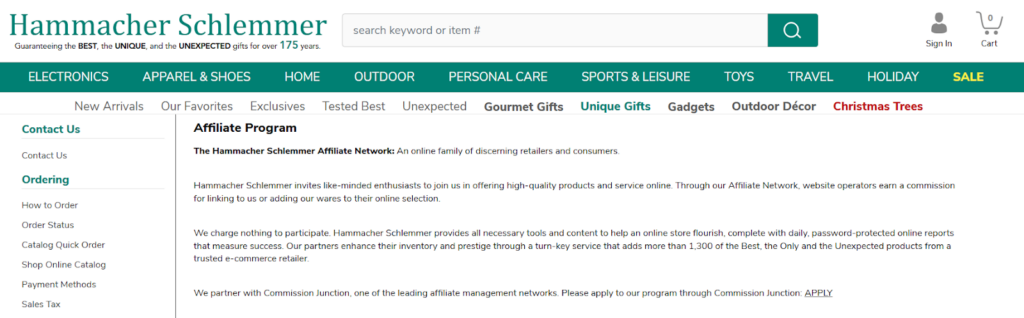 Hammacher Schlemmer Affiliate Marketing Platform
