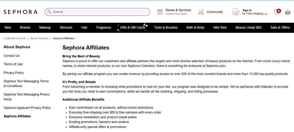 Sephora Affiliate Marketing Platform