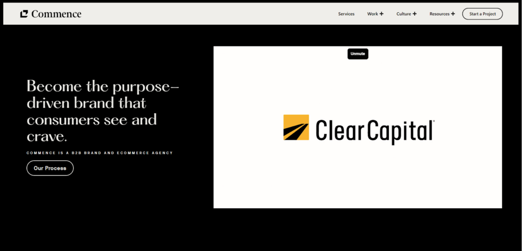 Commence Studio website with an innovative Shopify web design agency for 2025