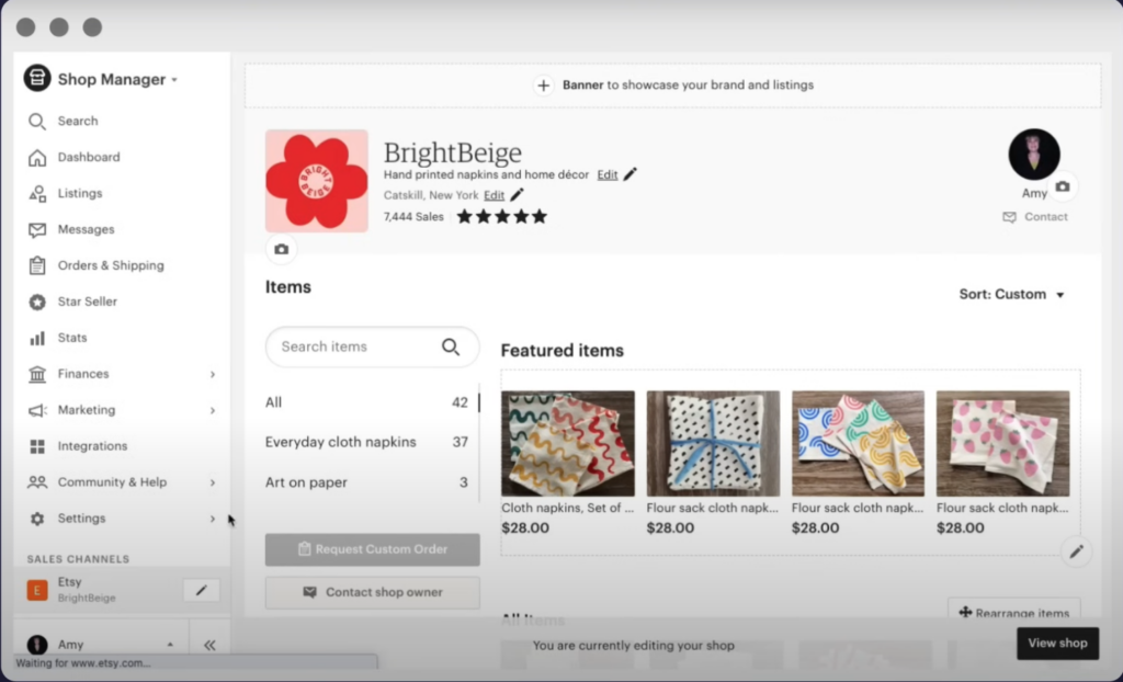 Etsy Standard Storefront
