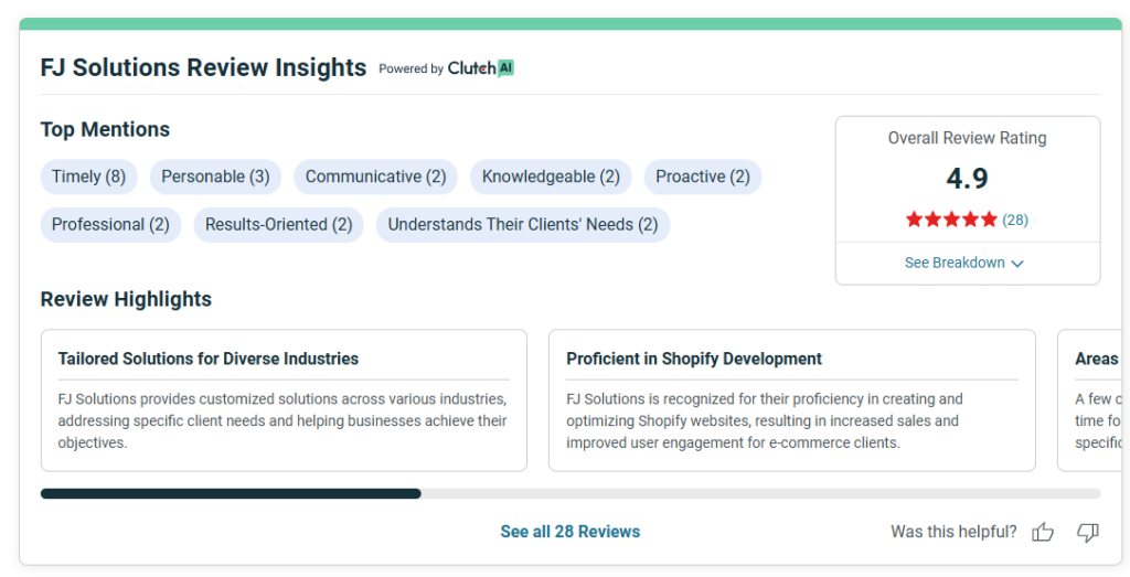 FJ Solutions review highlights exceptional Shopify web design