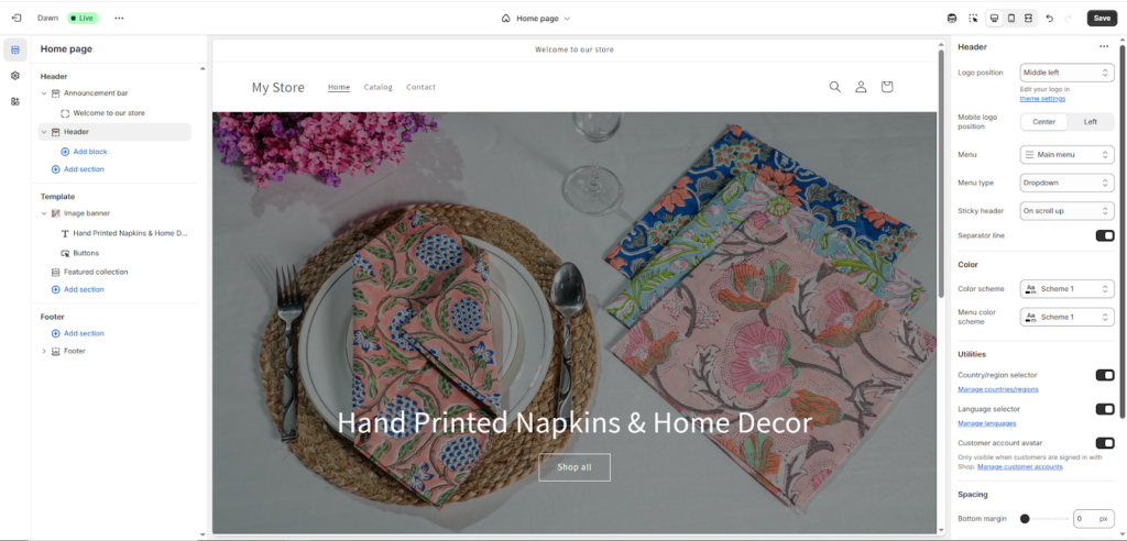 Shopify Customizable storefront