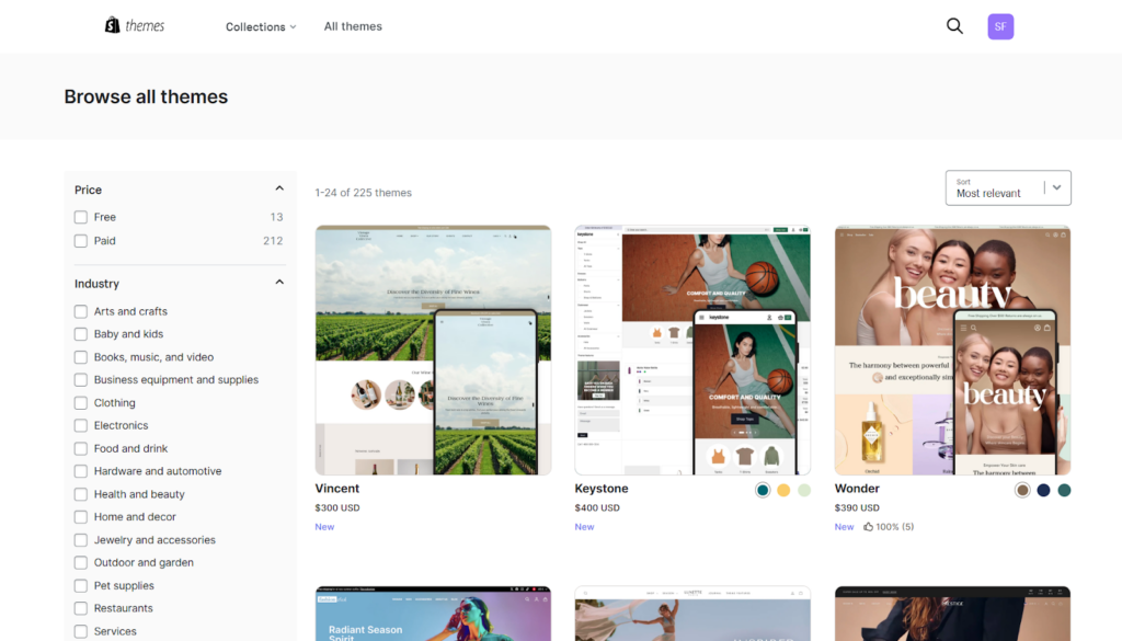 Shopify theme store