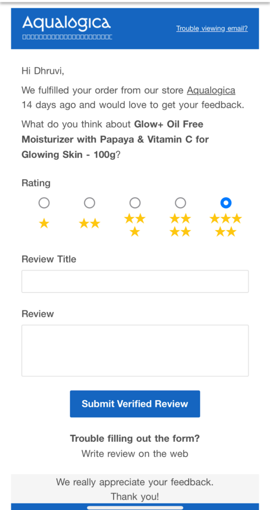 post-delivery feedback and review requests that help with eCommerce customer retention
