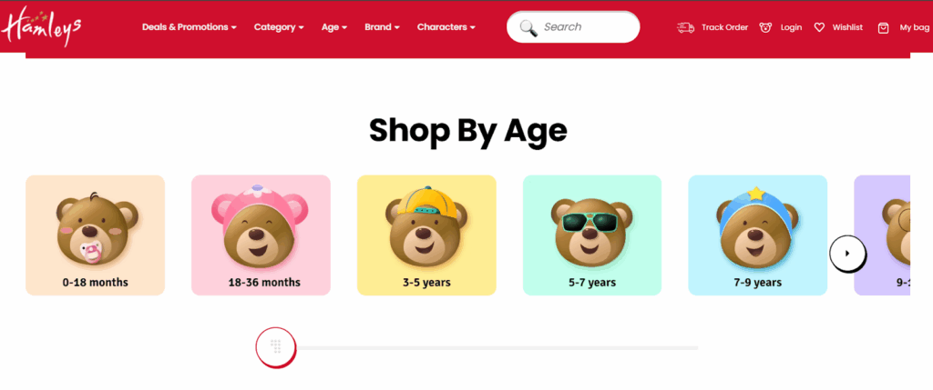 Age-Based Navigation to effectively showcase products like stem toys