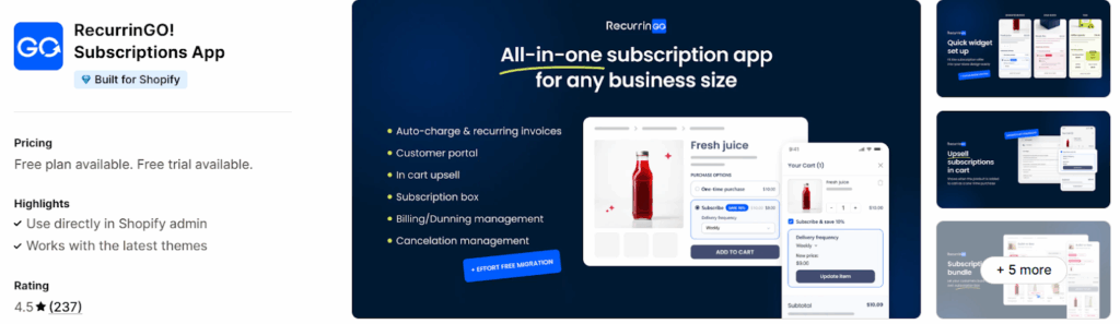 RecurrinGO! Subscriptions App