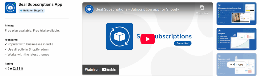 Seal Subscriptions App