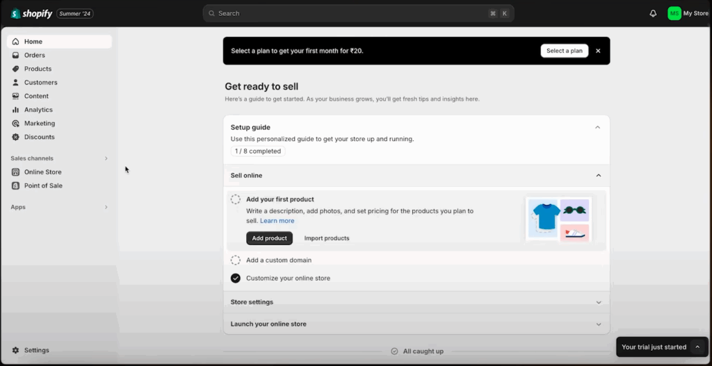 Shopify Admin Panel - Salesforce Commerce to shopify migration