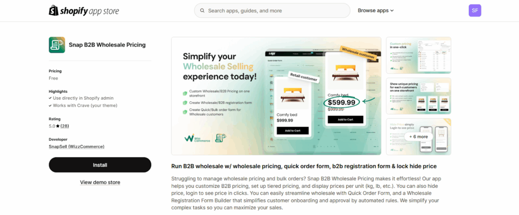 Snap B2B Wholesale Pricing - Best Shopify B2B Apps