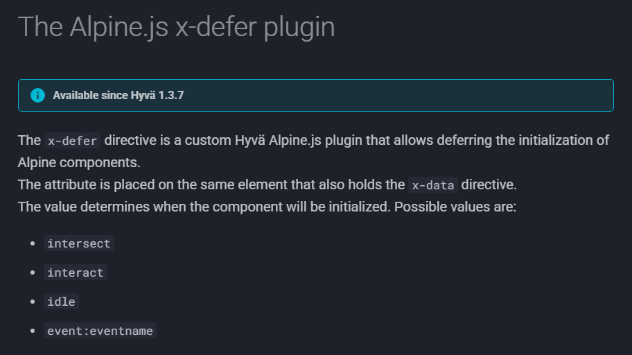 Alpine.js x-defer plugin