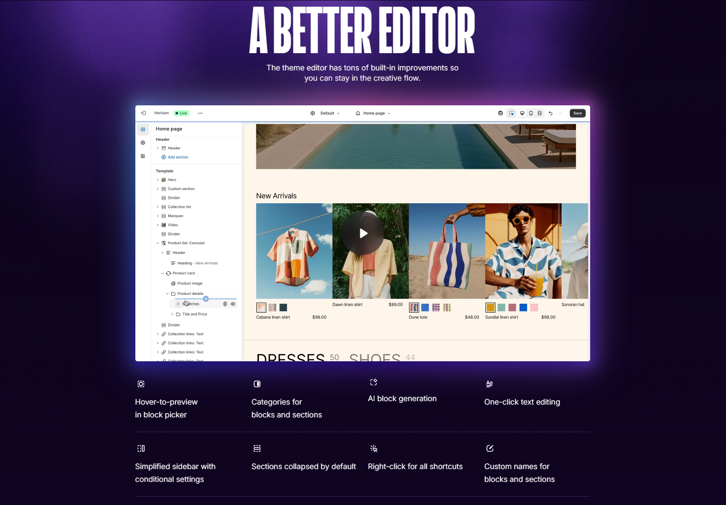 Enhanced and Intuitive Theme Editor with Shopify Horizon