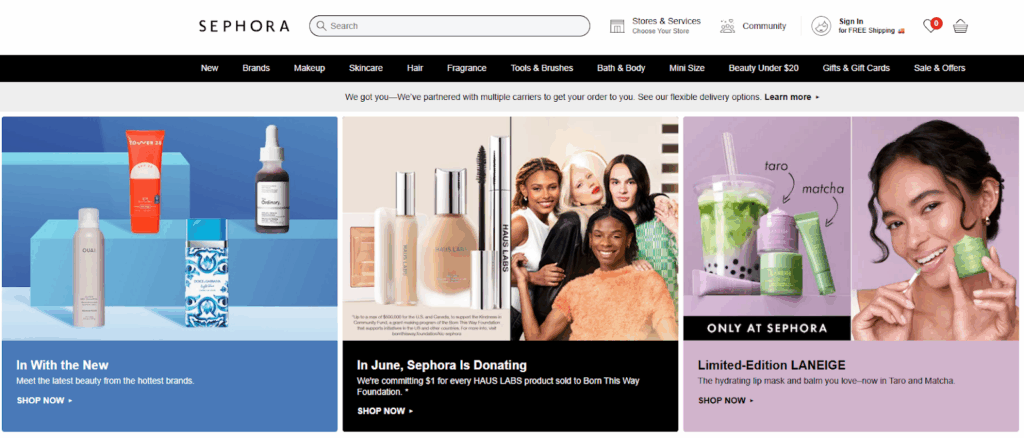 Sephora Homepage