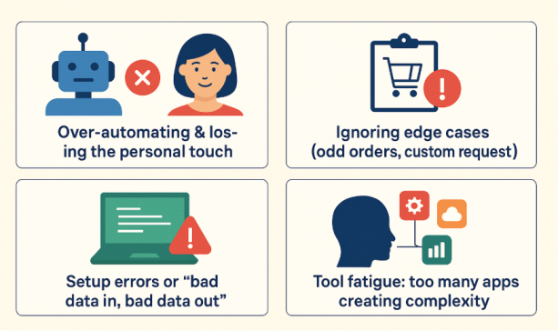the commonly encountered difficulties or dangers of AI automation
