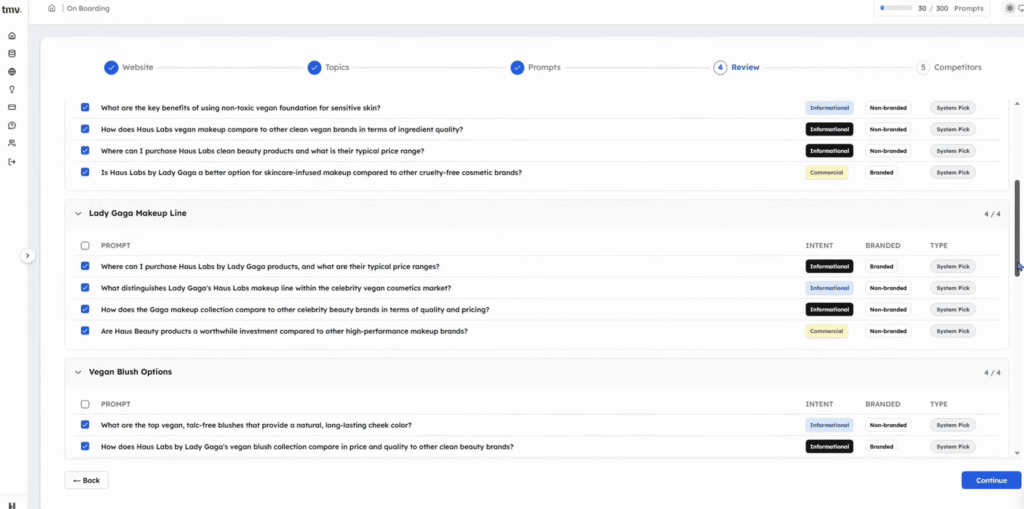 track my visibility prompt adding