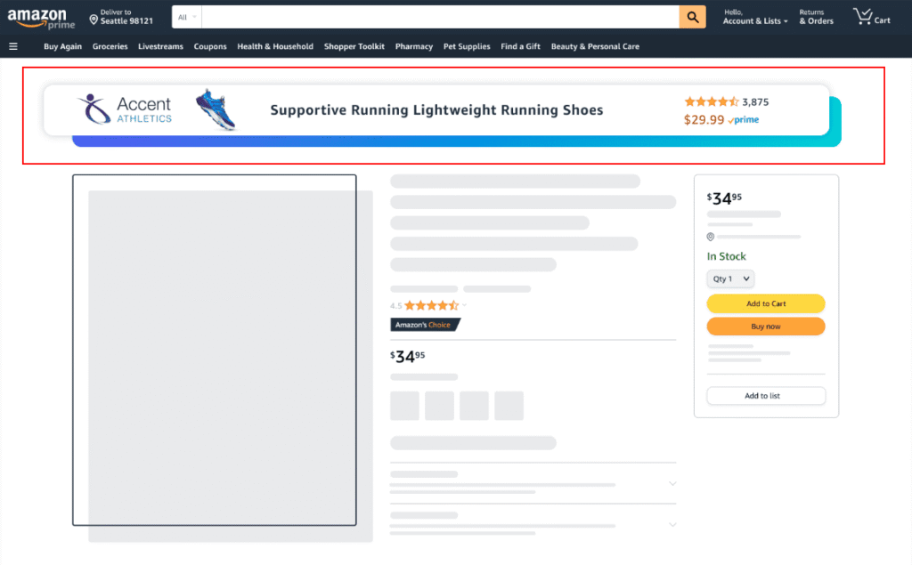 Amazon sponsored display ad example
