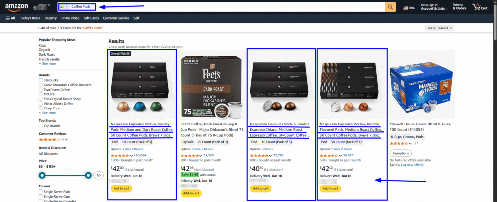 Keyword Optimization & Search Ranking Factors of Nespresso - Successful Amazon Brand Showcase