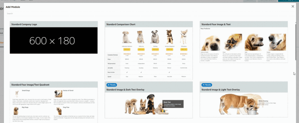 Modules for Basic Amazon A+ Content