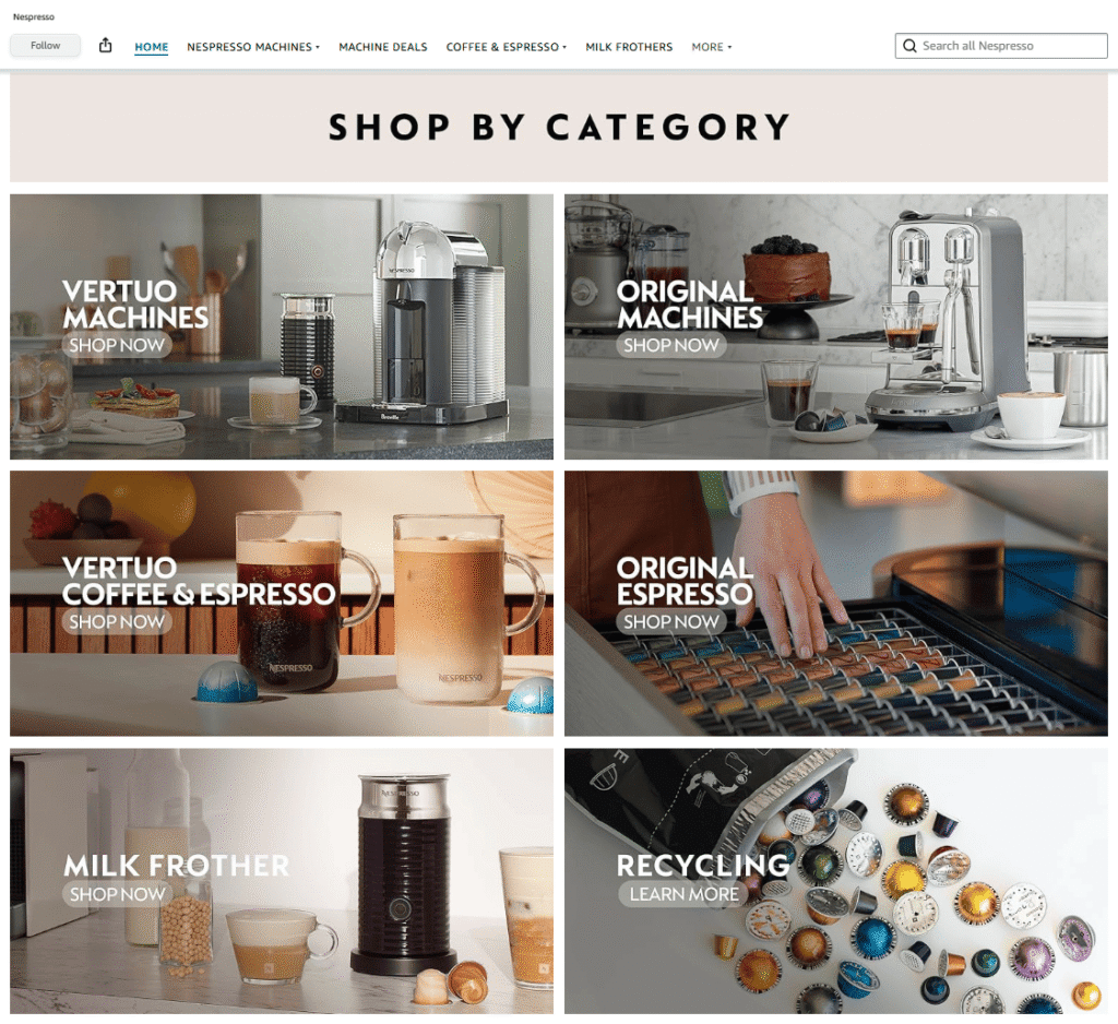Navigation & categorization on Nespresso’s Amazon Brand