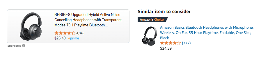 Paid product recommendation on Amazon product page - Native Advertising Formats With Examples