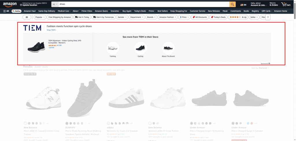 Sponsored Brands Ad Appearing at the Top of Amazon Search Results