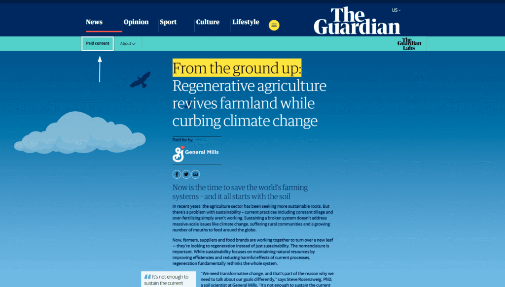 native ad examples - The guardian x general mills