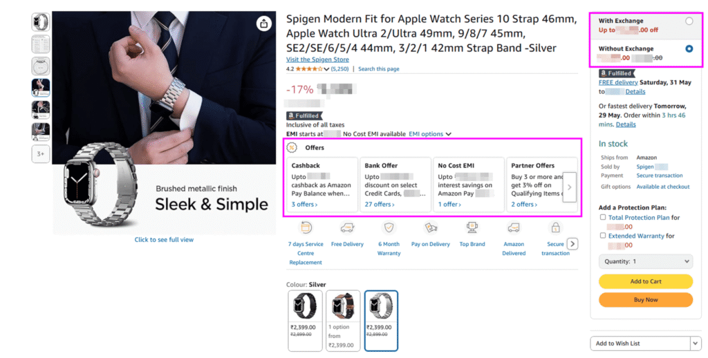 offers & discounts on product detail page of Spigen - Successful Amazon Brand Showcase
