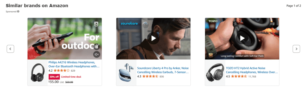 product recommendation on Amazon product page - Native Advertising Formats With Examples