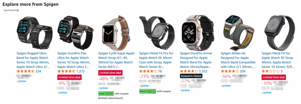 upselling & cross selling on product detail page of Spigen