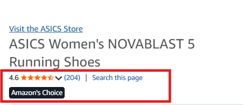 4.6-star rating with 204 reviews and Amazon's Choice badge