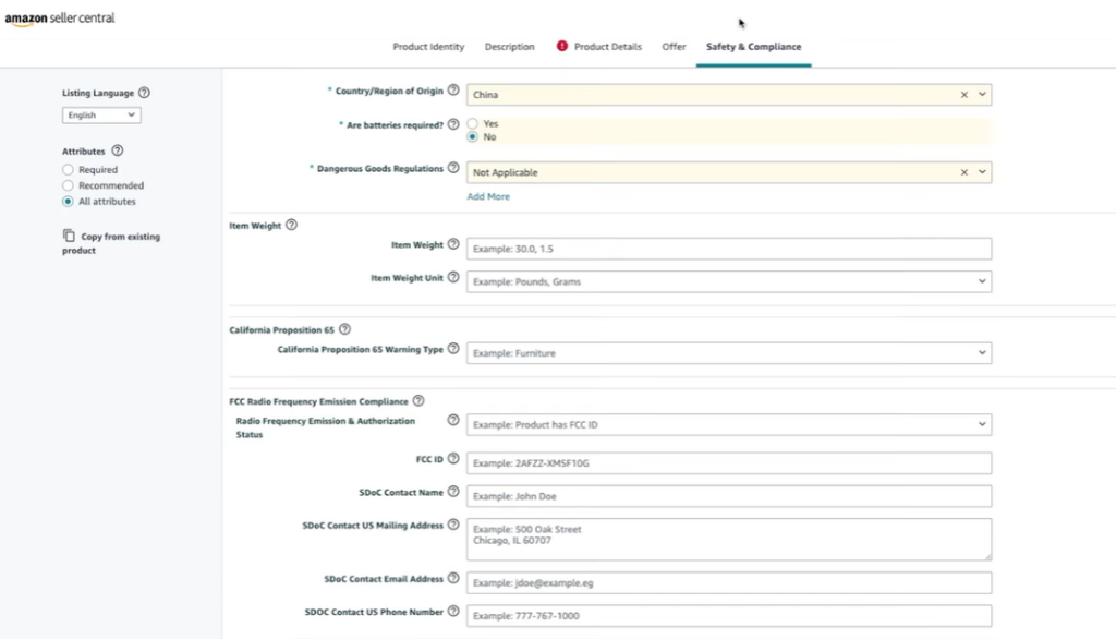 Amazon Seller Central safety and compliance