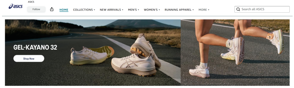 Banner showing Asics GEL-KAYANO 32 shoes