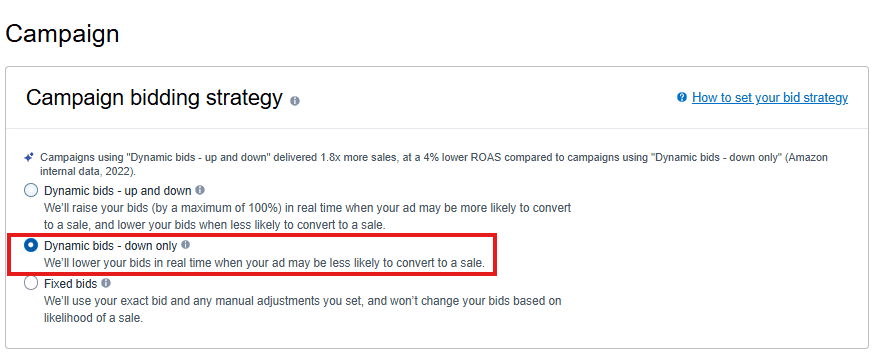 Choose the type of bidding strategy for the campaign