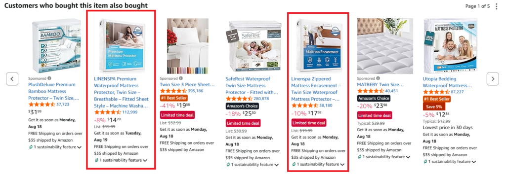 Linenspa Sponsored Product Recommendations