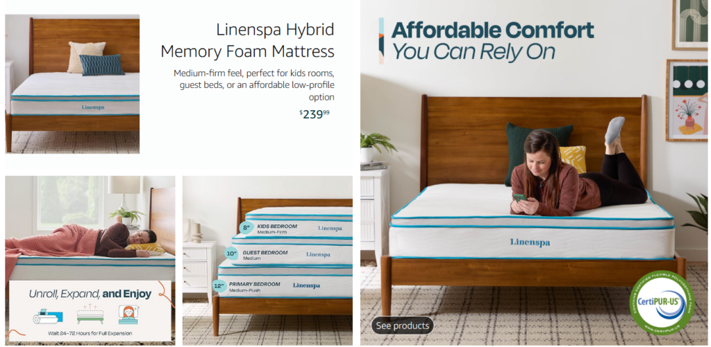 Linenspa product grid