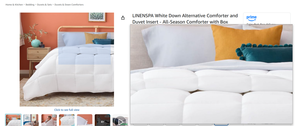Linenspa white down alternative comforter in a styled bedroom setting
