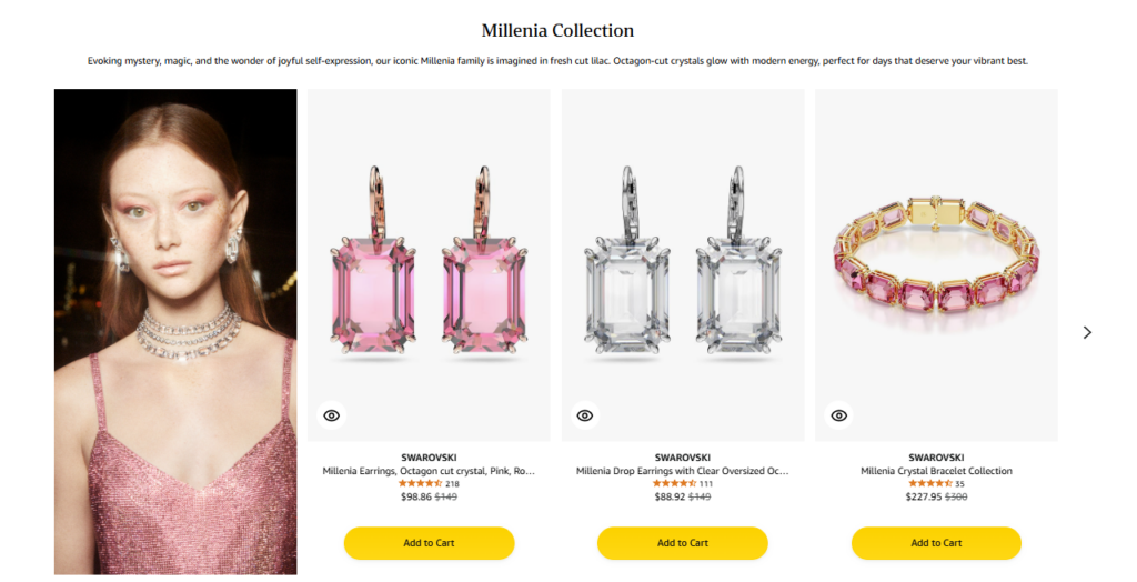 Millenia Collection section on the Amazon Store