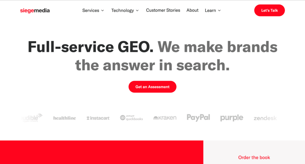 Siege Media agency website for enterprise content marketing