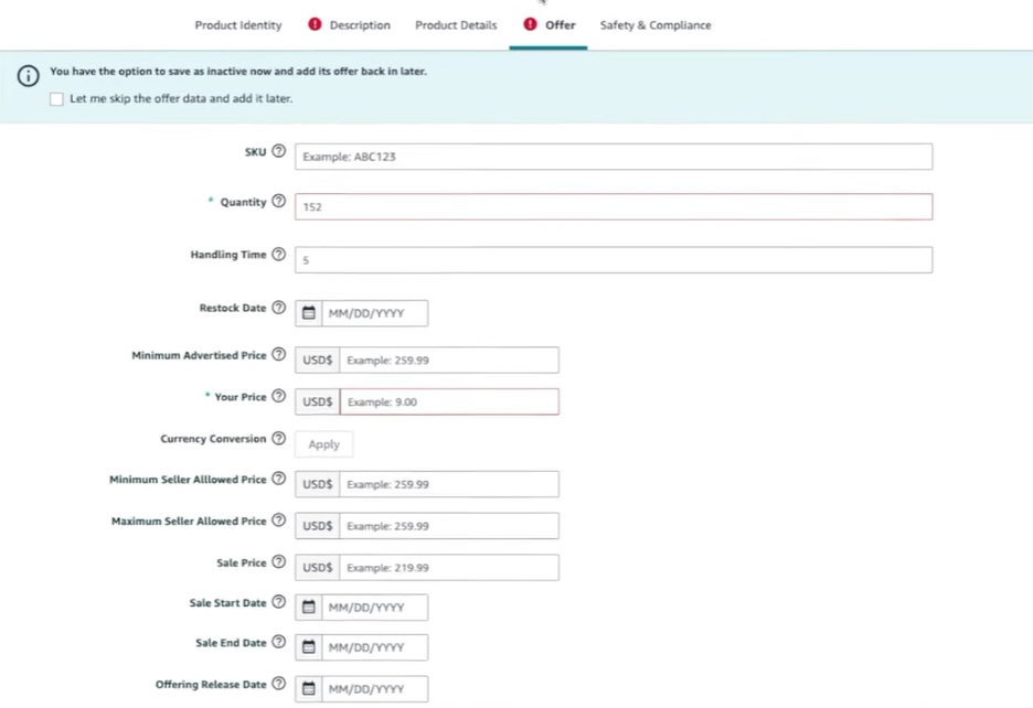 Uploading product images within Amazon listing interface