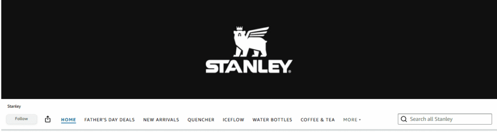 Visual design on Stanley's Amazon Brand Storefront